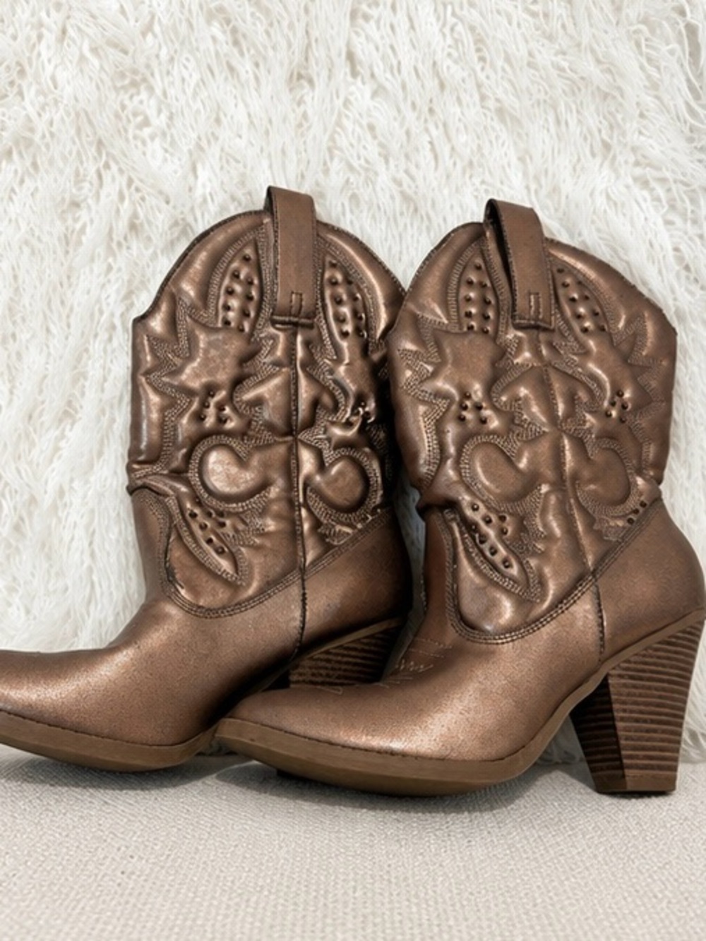 Mossimo Supply Co. Metallic Bronze Western Heeled Booties